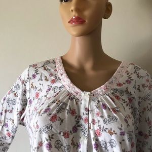 Aria Paris Autumn Pajama 💫 wight flowers color🥇